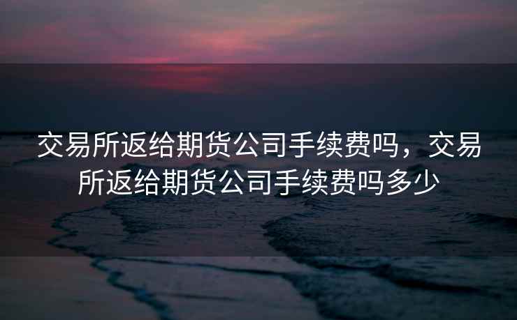 交易所返给期货公司手续费吗,交易所返给期货公司手续费吗多少 交易所返给期货公司手续费吗,交易所返给期货公司手续费吗多少